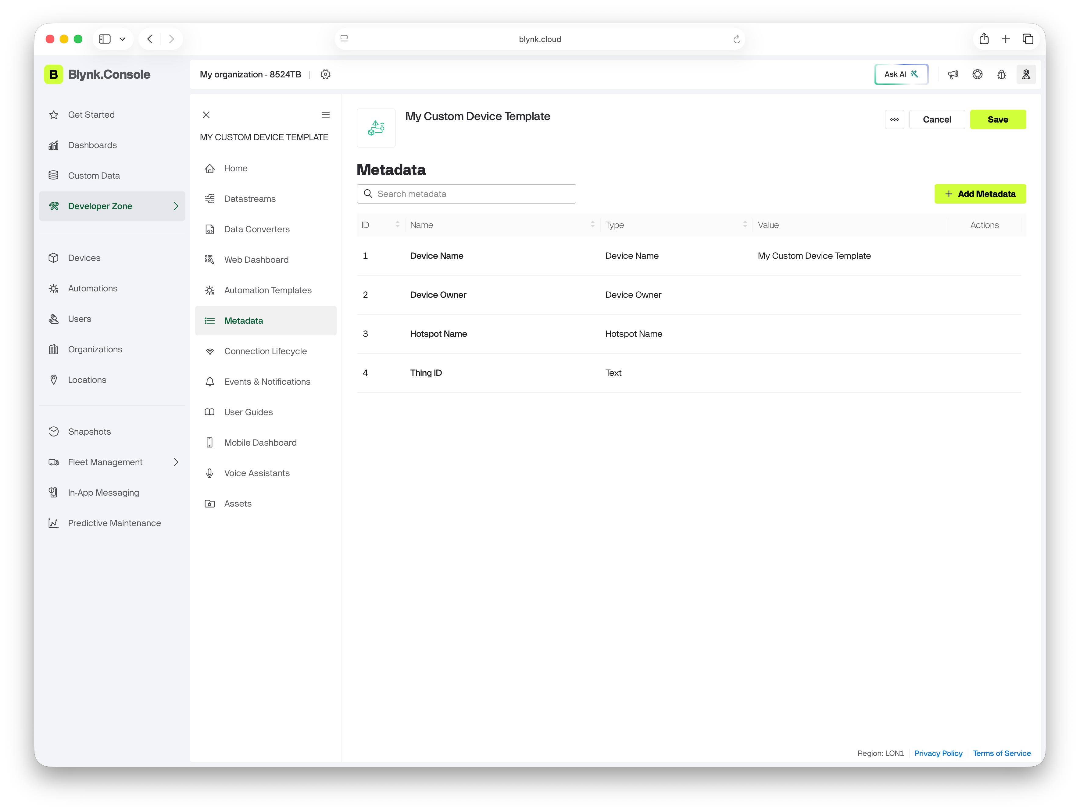 Adding Thing ID meta data field