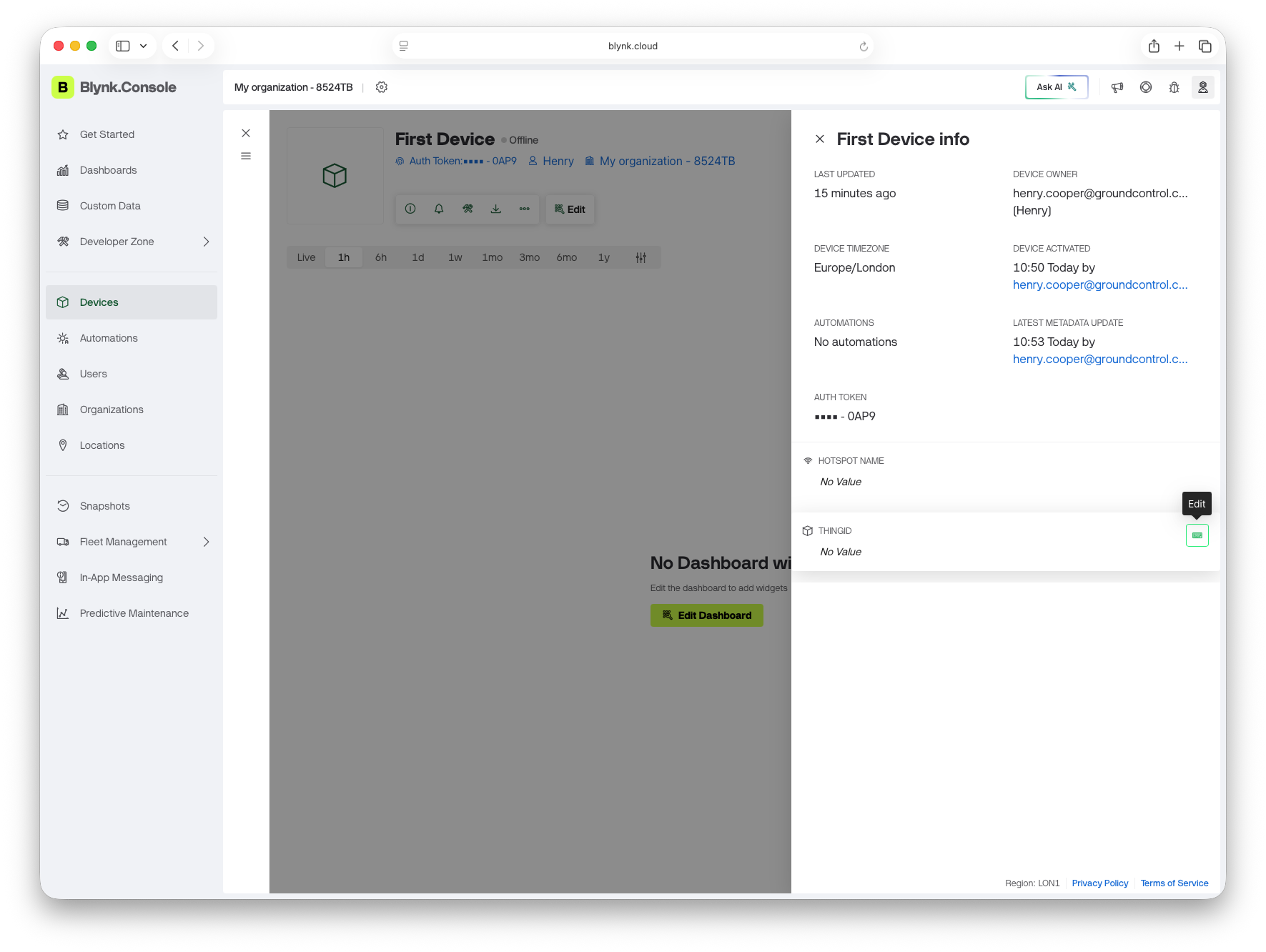 ThingId metadata option